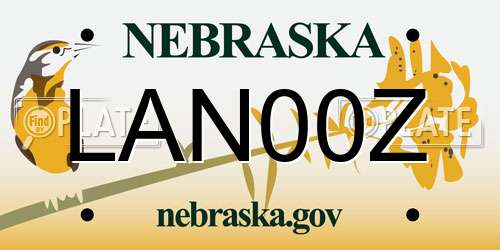 LAN00Z Nebraska License Plate