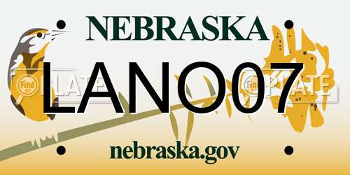LANO07 Nebraska License Plate