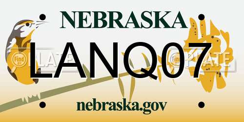 LANQ07 Nebraska License Plate