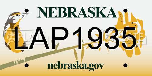 LAP1935 Nebraska License Plate