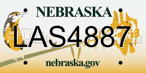 LAS4887 Nebraska License Plate
