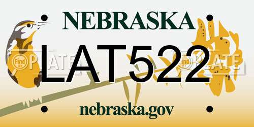 LAT522 Nebraska License Plate