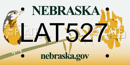 LAT527 Nebraska License Plate