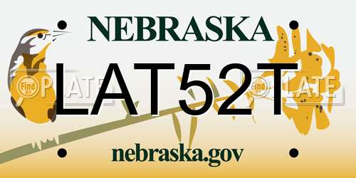 LAT52T Nebraska License Plate