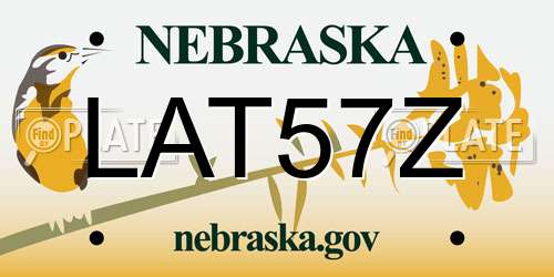 LAT57Z Nebraska License Plate