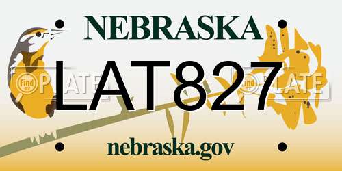 LAT827 Nebraska License Plate