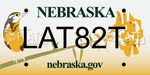 LAT82T Nebraska License Plate
