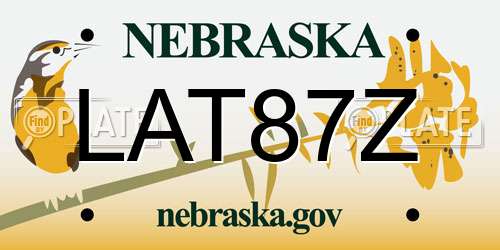 LAT87Z Nebraska License Plate