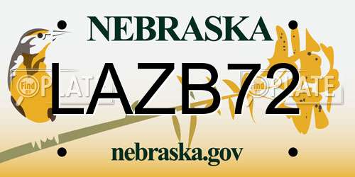LAZB72 Nebraska License Plate