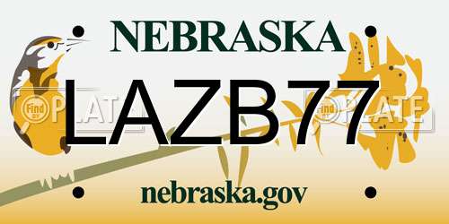 LAZB77 Nebraska License Plate