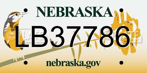 LB37786 Nebraska License Plate