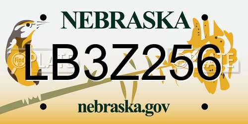LB3Z256 Nebraska License Plate