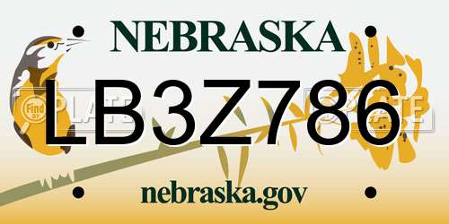 LB3Z786 Nebraska License Plate