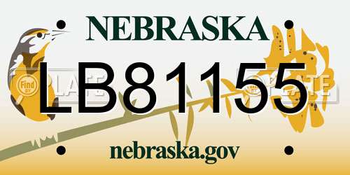 LB81155 Nebraska License Plate
