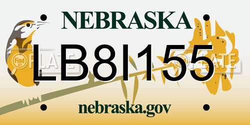 LB8I155 Nebraska License Plate