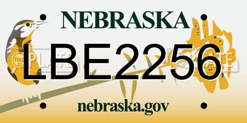 LBE2256 Nebraska License Plate
