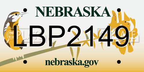 LBP2149 Nebraska License Plate