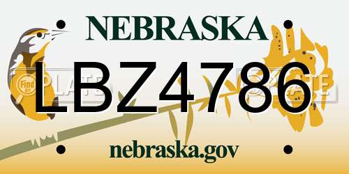 LBZ4786 Nebraska License Plate