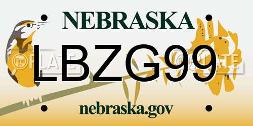 LBZG99 Nebraska License Plate