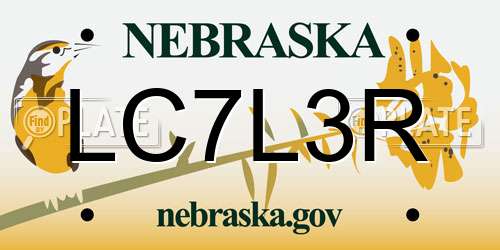 LC7L3R Nebraska License Plate