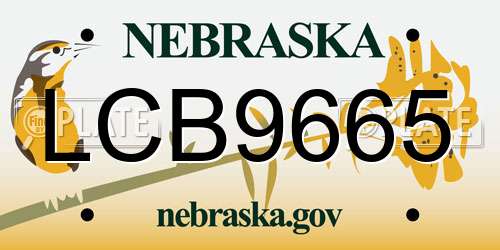 LCB9665 Nebraska License Plate