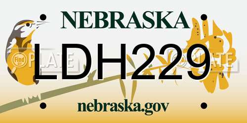 LDH229 Nebraska License Plate