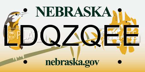 LDQZQEE Nebraska License Plate