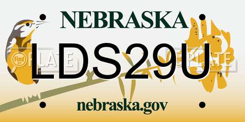 LDS29U Nebraska License Plate