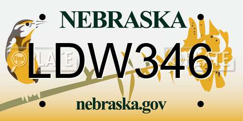 LDW346 Nebraska License Plate