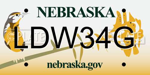 LDW34G Nebraska License Plate