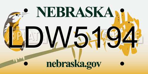 LDW5194 Nebraska License Plate