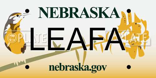 LEAFA Nebraska License Plate