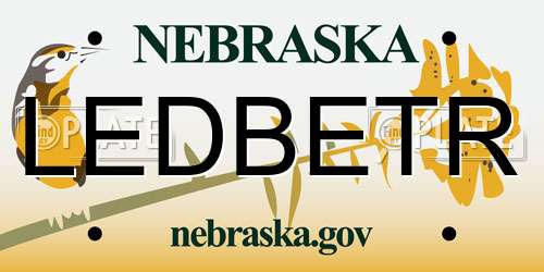 LEDBETR Nebraska License Plate