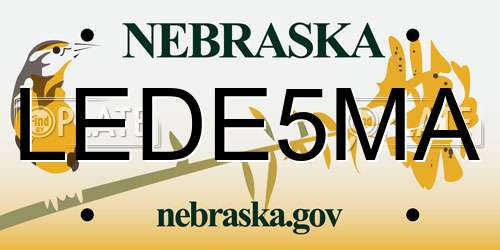 LEDE5MA Nebraska License Plate