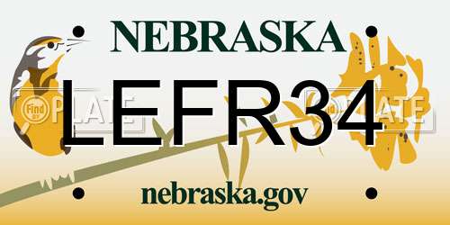 LEFR34 Nebraska License Plate