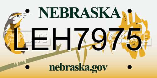 LEH7975 Nebraska License Plate