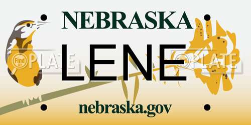 LENE Nebraska License Plate