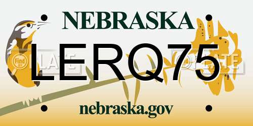 LERQ75 Nebraska License Plate