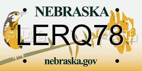 LERQ78 Nebraska License Plate