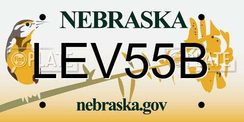 LEV55B Nebraska License Plate