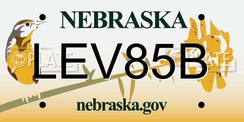 LEV85B Nebraska License Plate