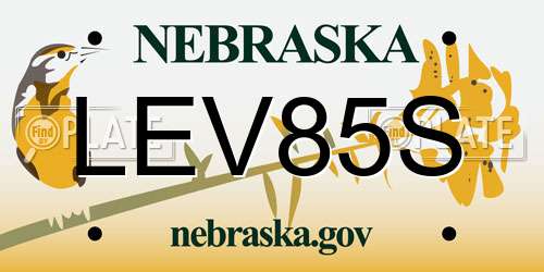 LEV85S Nebraska License Plate
