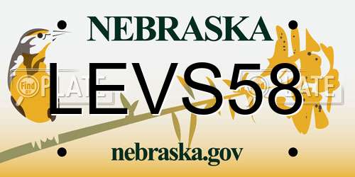 LEVS58 Nebraska License Plate