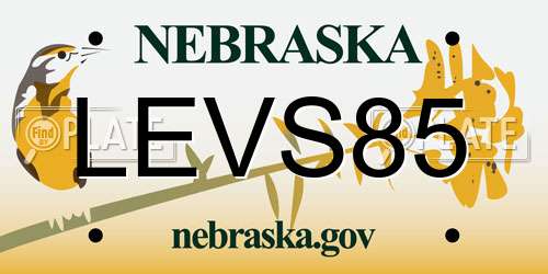 LEVS85 Nebraska License Plate