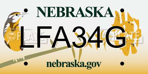 LFA34G Nebraska License Plate