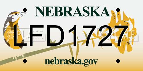 LFD1727 Nebraska License Plate