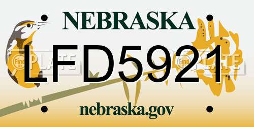 LFD5921 Nebraska License Plate