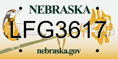 LFG3617 Nebraska License Plate