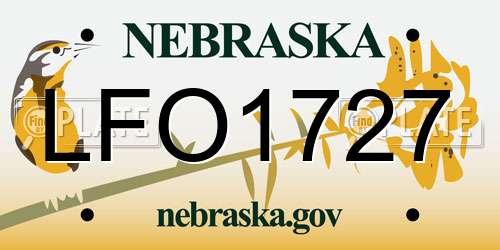 LFO1727 Nebraska License Plate