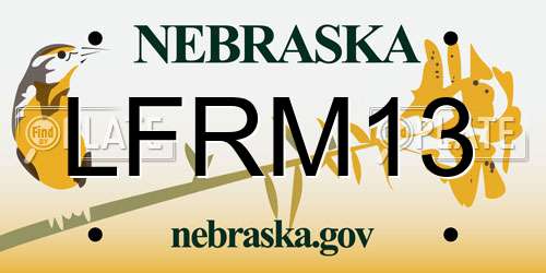 LFRM13 Nebraska License Plate